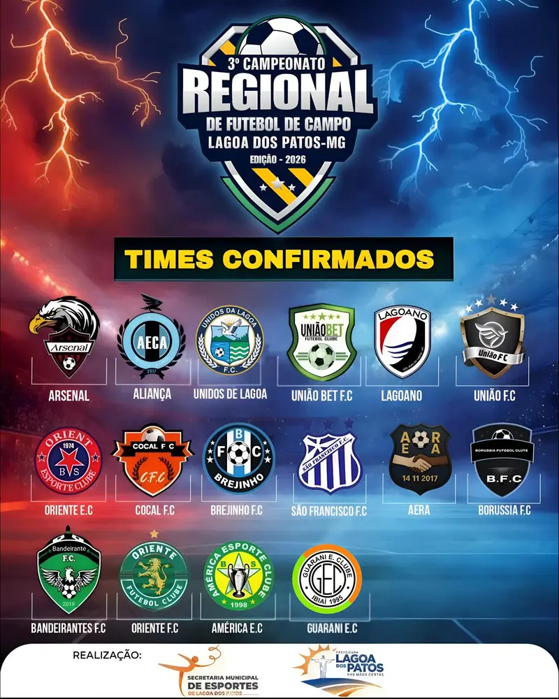 3º Campeonato Regional de Futebol de Campo 2026 tem times confirmados em Lagoa dos Patos