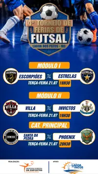 Imagem da galeria do artigo: 4º Torneio de Férias de Futsal de Lagoa dos Patos: Confira a Tabela dos Jogos dia 21 de julho de 2026
