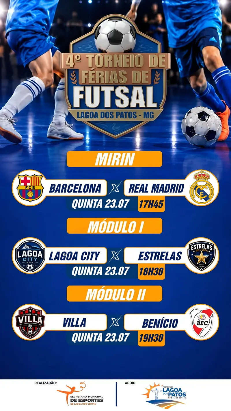 4º Torneio de Férias de Futsal em Lagoa dos Patos: Jogos de Quinta-Feira (23/07)