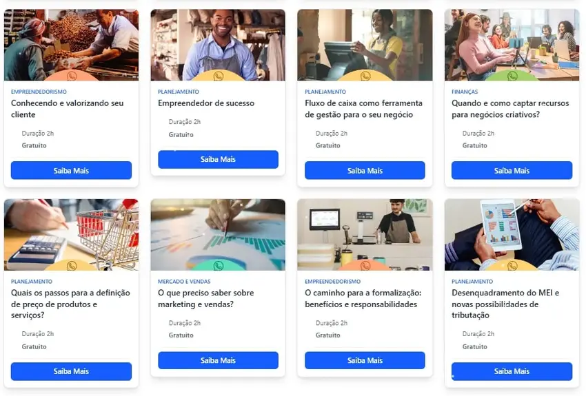 Capa de Cursos Online Gratuitos – Sebrae e Parceiros Oficiais