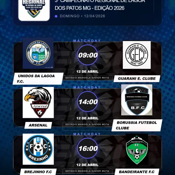 Domingo de Futebol: 12 de abril de 2026 - Três Grandes Confrontos Agitam o Regional de Lagoa dos Patos