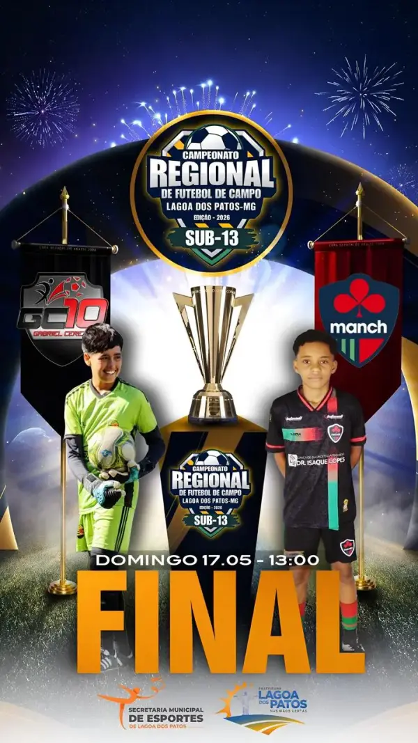Manchester Pirapora x GC 10: Final do Sub-13 promete espetáculo no 3º Campeonato Regional de Lagoa dos Patos MG 2026