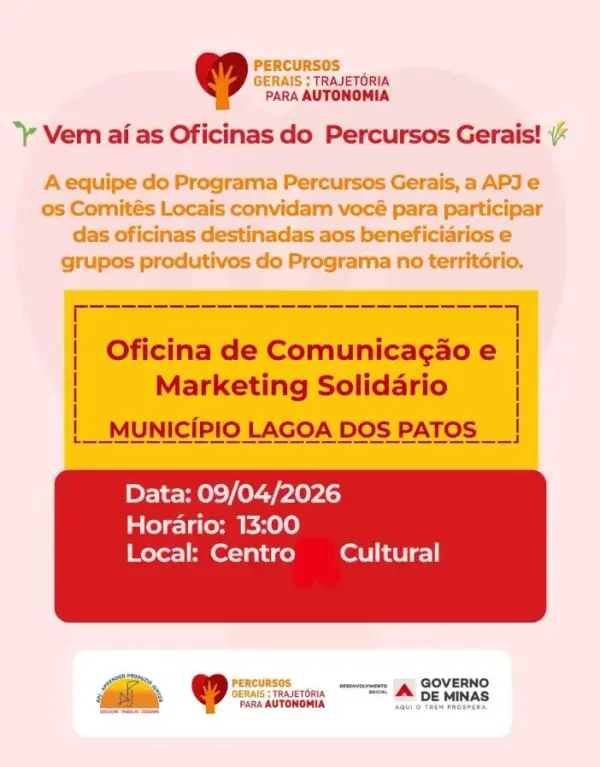 Oficina gratuita de Comunicação e Marketing Solidário será realizada para beneficiários do programa em Lagoa dos Patos