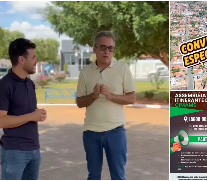 Capa de Prefeito Vandinho e Vice-Prefeito de Lagoa dos Patos MG convidam para 1ª Assembleia Itinerante do CIMAMS
