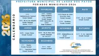 Imagem da galeria do artigo: Prefeitura de Lagoa dos Patos divulga calendário de feriados municipais e nacionais de 2026